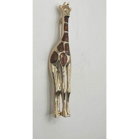 Vintage Liz Claiborne signed: LC - Giraffe Brooch Pin Gold/Brown Enamel Safari - Picture 1 of 8